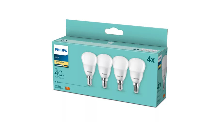 PHILIPS LED 4,9W (40W) E14 2700K 470lm 4-pak
