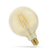 5W LED Kultråd Globepære, 12,5 cm, Ravfarvet Glas, Ekstra Varm, E27 - Erstatter 45W, 230V, 470lm, RA80