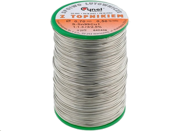 Blyfri loddetin - 99,3% Sn - 0,7% Cu, Ø0,7mm (500g)