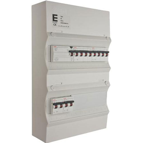 Færdigmonteret gruppetavle - HPFI - 2x16A 3P+N, 2x13A 1P+N - Grå