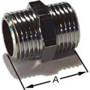 3/4" x 1/2" afzinkningsfri forkromet messing brystnippel
