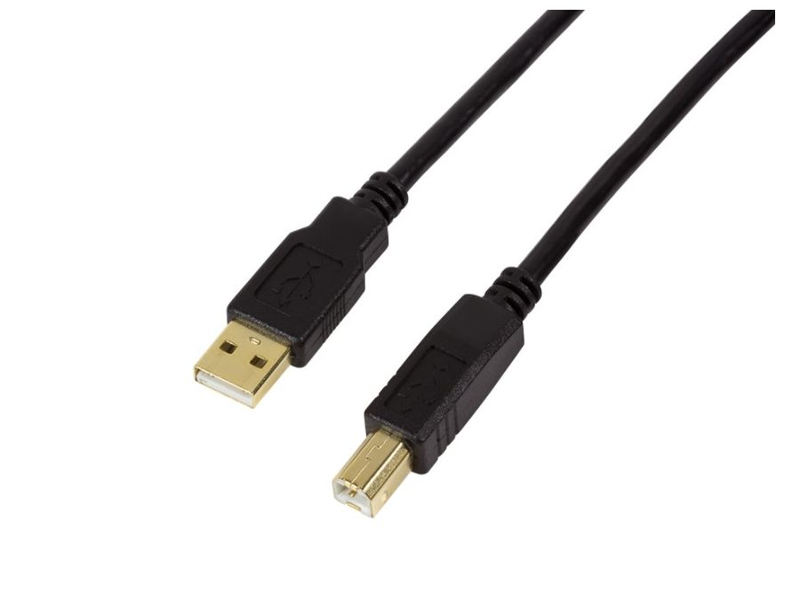 USB 2.0 kabel - A han til B han m. forstærker, Sort (15m)