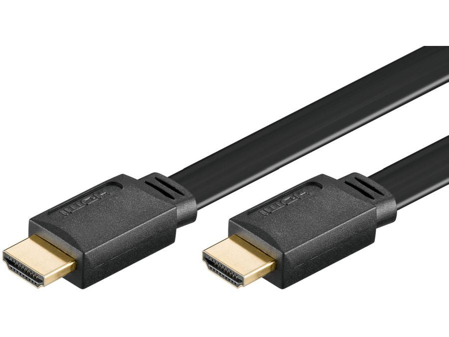 HighSpeed HDMI 2.0 fladkabel - 2 x HDMI han m.E, Sort (1,5m)