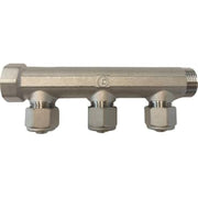 3/4" Brugsvandsfordelerrør TEA, 15/10 mm, cc50, messing 3 afg