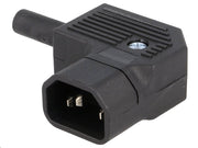 Apparatstik - IEC320-C14, 3pol han, 90° højre, Sort