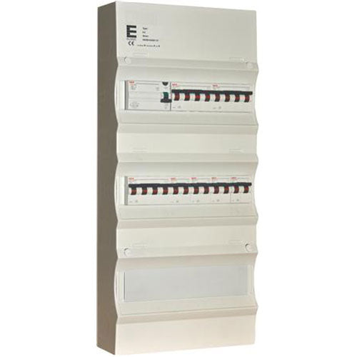 Færdigmonteret gruppetavle - HPFI - 3x16A 3P+N, 4x13A 1P+N - Grå