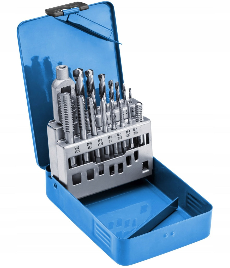 Metalbor- og snittap sæt - M3 til M12 (15 dele)