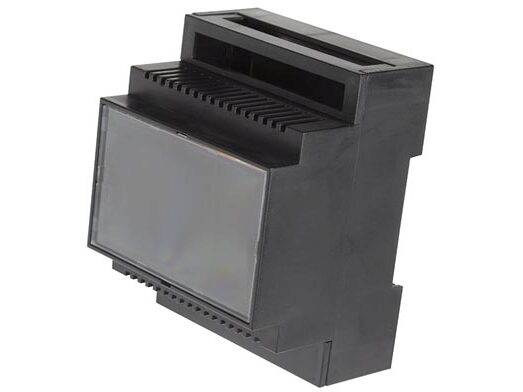 DIN skinne kabinet m. ventilationsriller - 4 modul, sort