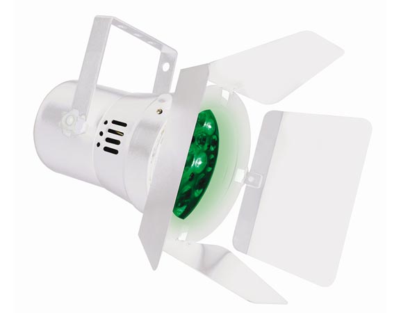 PAR36 RGB LED pinspot - 12 x 1W LEDs, HVID m. skyggeklapper