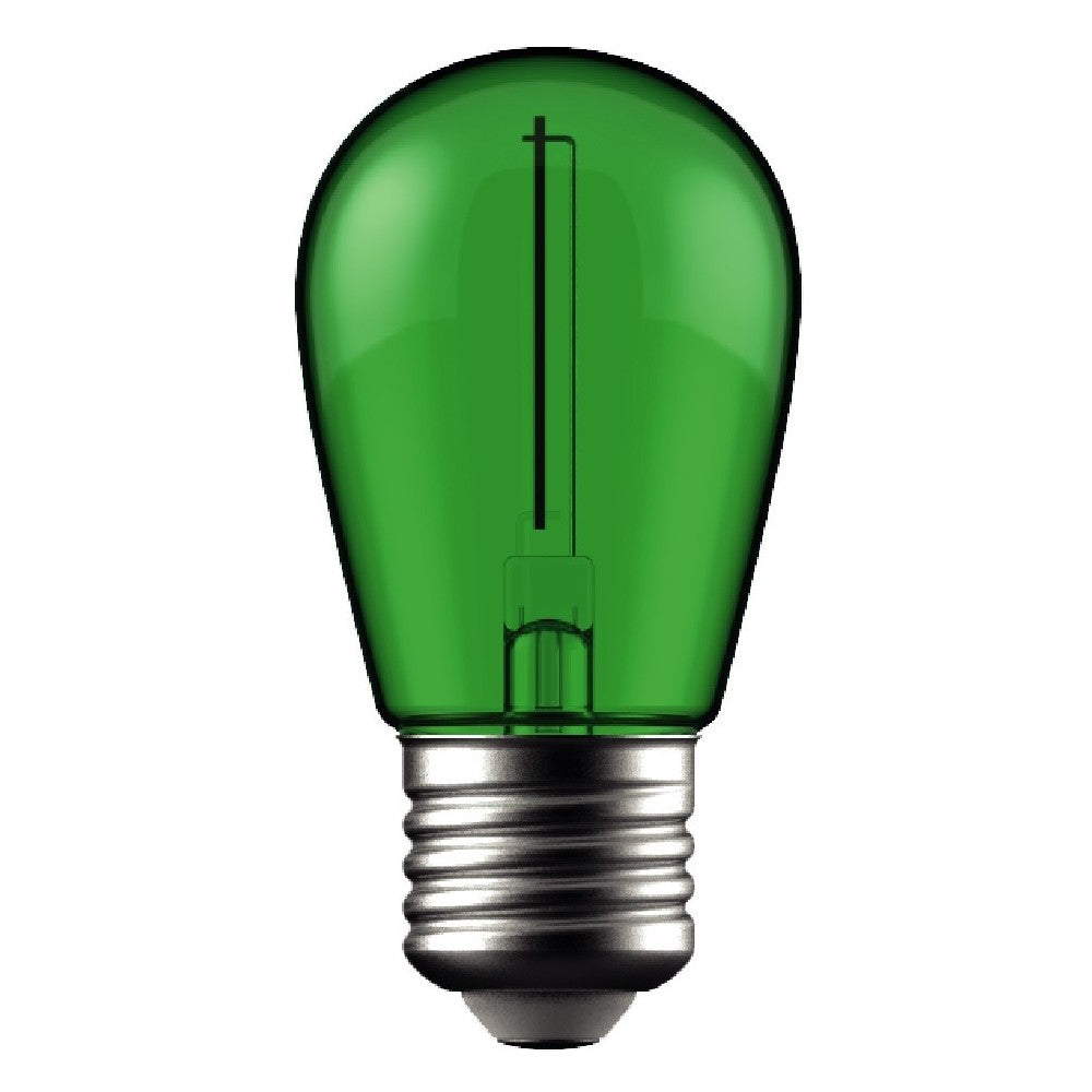 1W Grøn LED Kronepære med E27 Fatning - Kultråd, 230V, 50lm, RA80