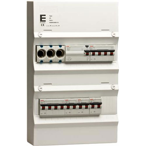 Færdigmonteret gruppetavle - HPFI, Tarif - 2x16A 3P+N, 3x13A 1P+N - Hvid