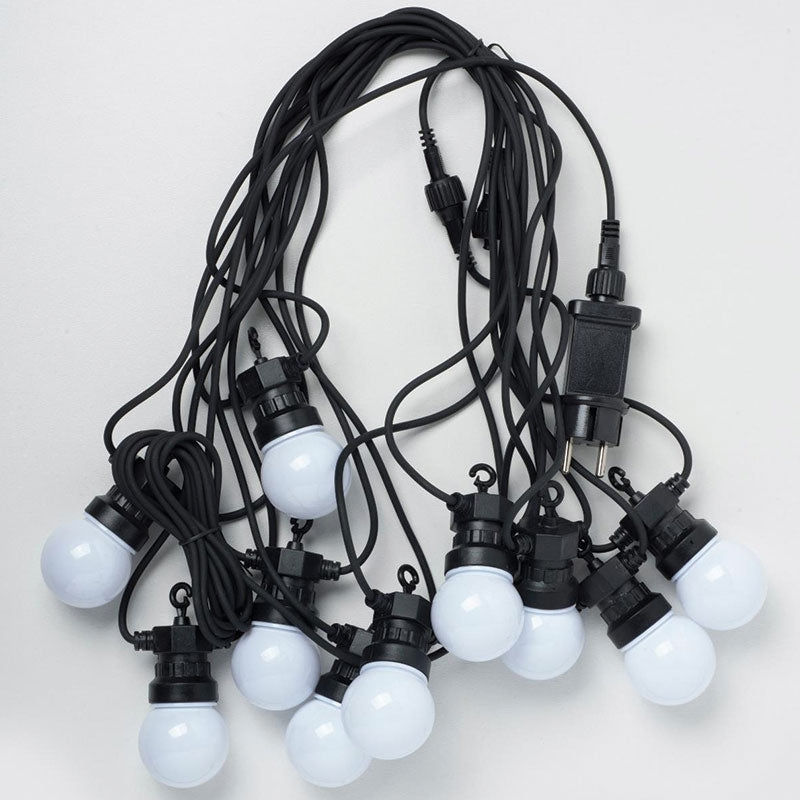 Party lyskæde 8m 10xLED hvid Ø50mm IP44 230V