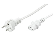 Strømkabel - CEE7/7 han til C13 (3pol AC hun), Hvid (1,5m)