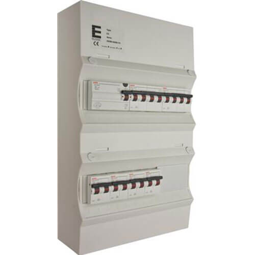 Færdigmonteret gruppetavle - HPFI - 2x16A 3P+N, 4x13A 1P+N - Grå