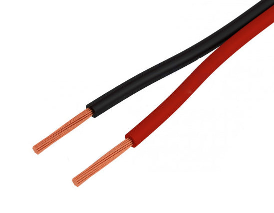 Højttalerledning - 2x0,25mm² CCA, rød/sort (100m)