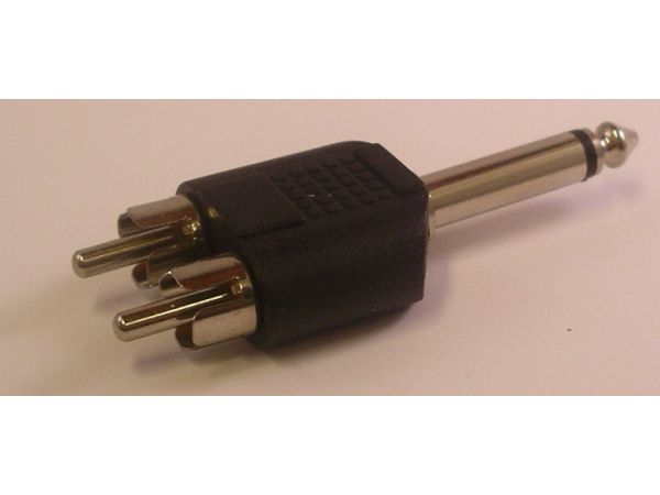 6,35mm mono JACK han til 2 x RCA(Phono) han