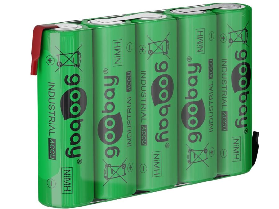 5xNiMH AA batteripakke 6V / 2100mAh m. flige