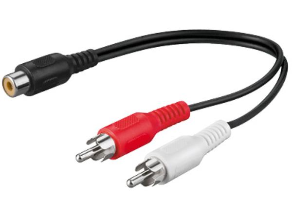 Phonokabel - RCA hun - 2 x RCA han (0,2m)
