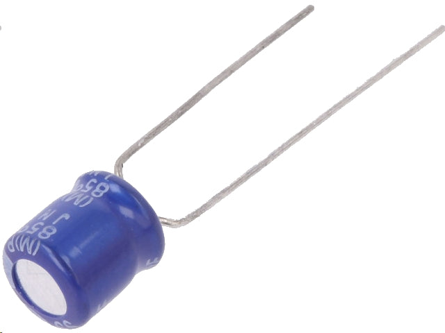 220uF / 6,3V Lodret elektrolyt, Ø6,3x7mm (85°C)