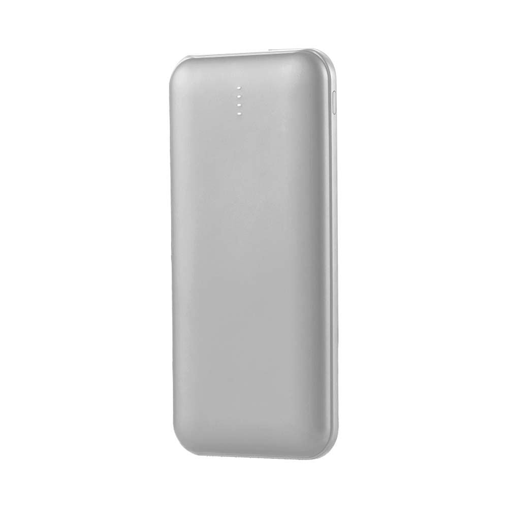 10.000mAh Powerbank med 2A output, inkl. 30 cm sølvfarvet Type C kabel