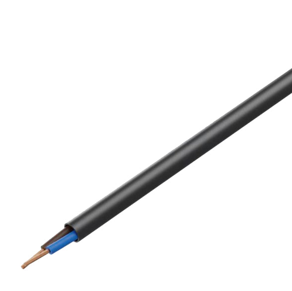 Gummikabel - H05RN-F, 2x0,75mm² Ø6,7mm, Sort (metervare)