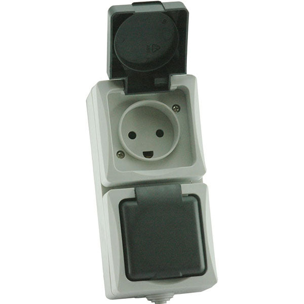 Udvendig dobbelt stikkontakt u/ afbryder