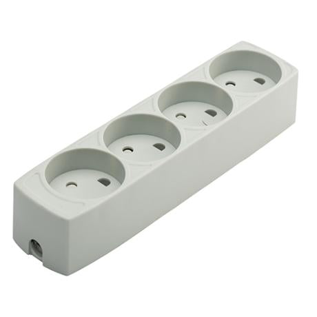 4-stikdåse u/jord grå 230V 16A