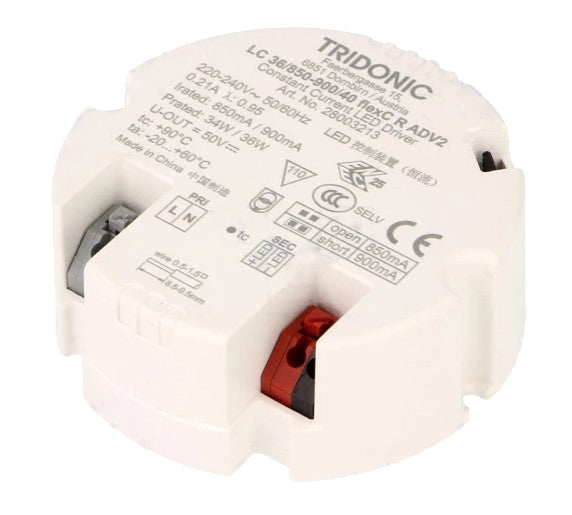 Konstantstrøm LED driver - 24-40Vdc, 900mA / 36W (IP20)
