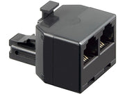 Telefonsplitter - RJ12 (6P6C) han til 2 x RJ12 hun, Sort