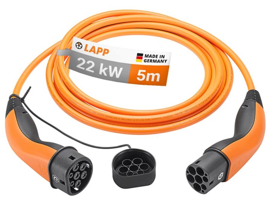 Type 2 EV ladekabel, op til 22kW, Orange (5m)