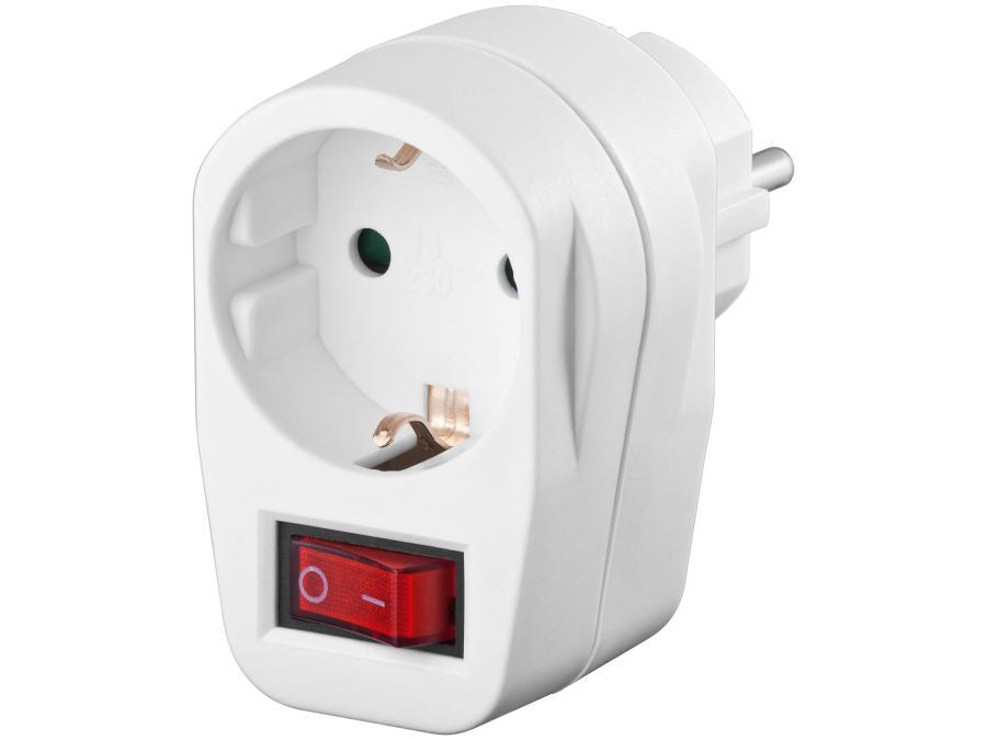 Stikdåse - 1 x CEE7/3, m. afbryder, Hvid