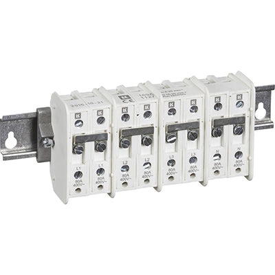 4-leder måleskabs sløjfeklemmerække. maks 4-25 mm²