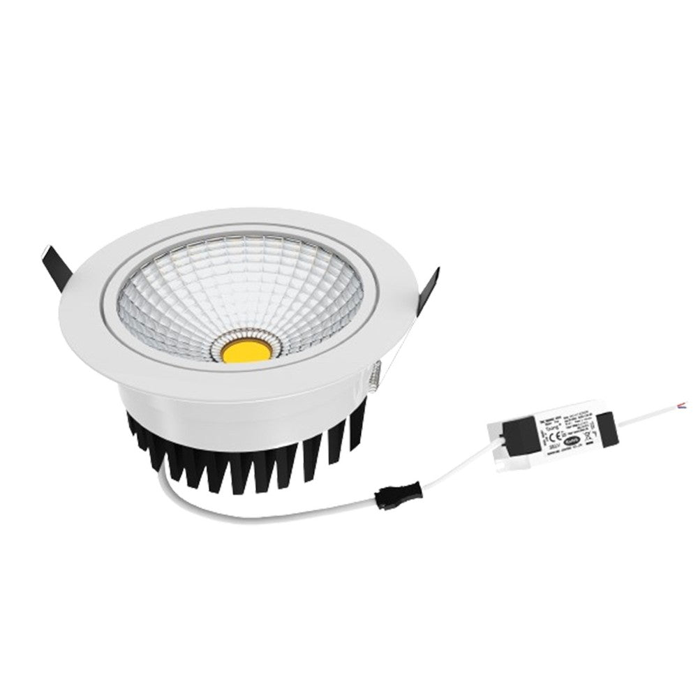 5W COB indbygningsspot - Ø7 cm hul, Ø8,5 cm mål, RA80, hvid kant, 230V
