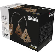 Varmhvid indendørs julelyskæde med 10 LED til batteri - passer til 165 cm højt træ