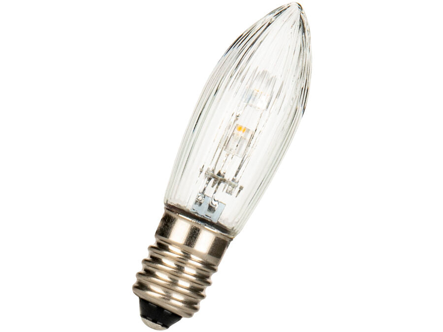 LED Julelampe - 10-55V 0,3W E10 sokkel, Ø14x45mm, Hvid