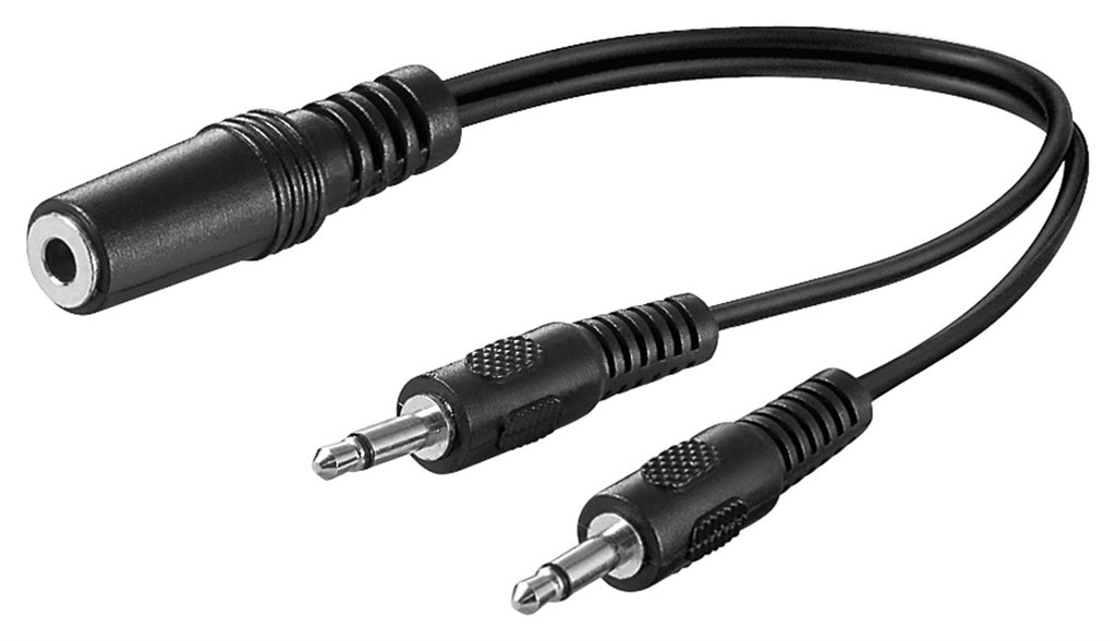 Audio Y-adapter - 3,5mm st. JACK hun - 2x3,5mm mono JACK han