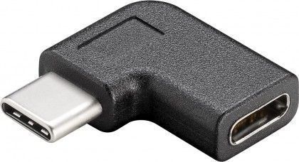 USB-C 90° vinkelstik - USB-C han til USB-C hun, Højre, Sort