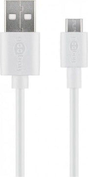 USB 2.0 lyn-ladekabel  A han > micro B han (2,5A) Hvid (1m)
