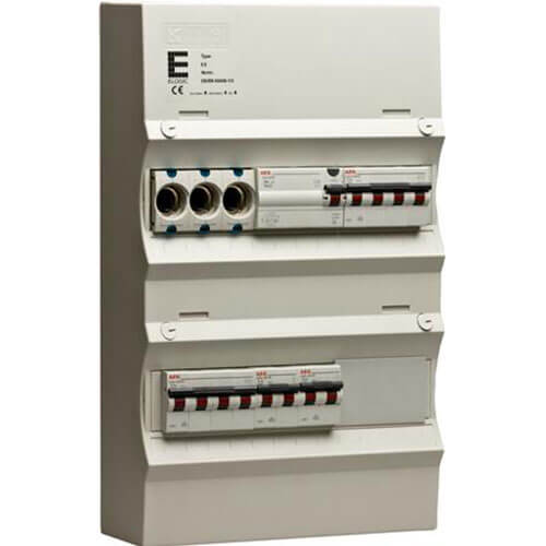 Færdigmonteret gruppetavle - HPFI, Tarif - 2x16A 3P+N, 2x13A 1P+N - Grå