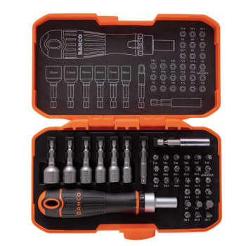 Bahco bitssæt, 36 dele med skraldeskruetrækker