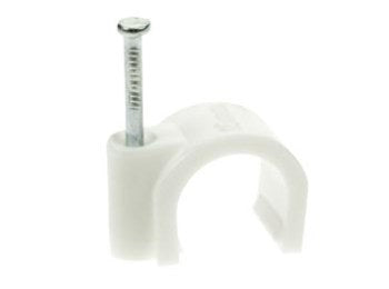 Kabelsøm-clips - Rund Ø10mm, Hvid (100 stk. box)