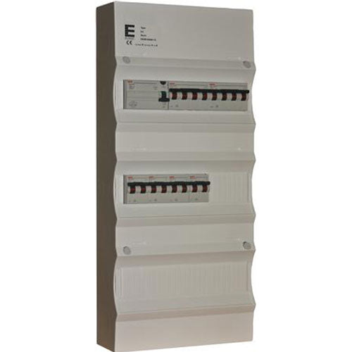 Færdigmonteret gruppetavle - HPFI - 2x16A 3P+N, 4x13A 1P+N - Hvid