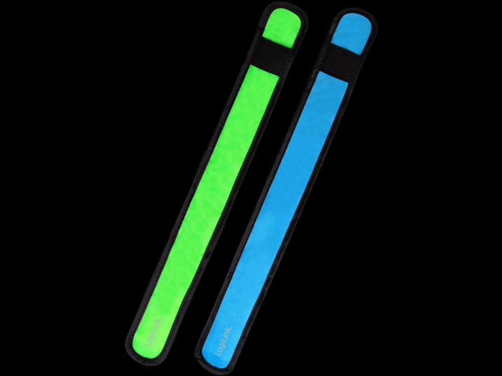 Refleksbånd m. LED lys - Grøn og blå (2 stk.)