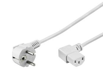 Strømkabel - CEE7/7 90° han > C13 90° hun, Hvid (5m)