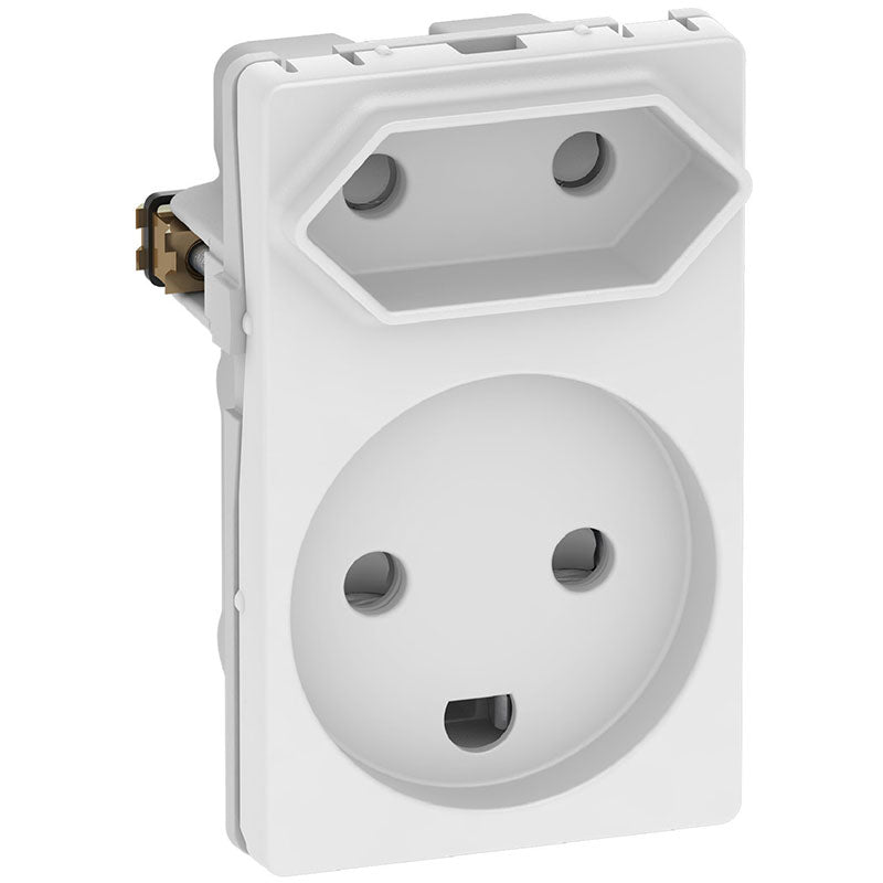 Fuga dobbelt stikkontakt 1 flad og 1 m. jord - hvid