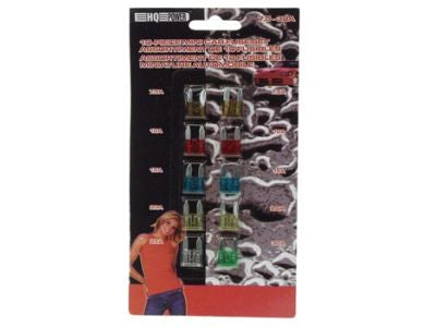 Mini bilsikringssortiment - 10 stk. (7,5A til 30A)