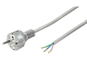 Strømkabel - CEE7/7 han til løs ende, 3x0,75mm², Grå (1,5m)