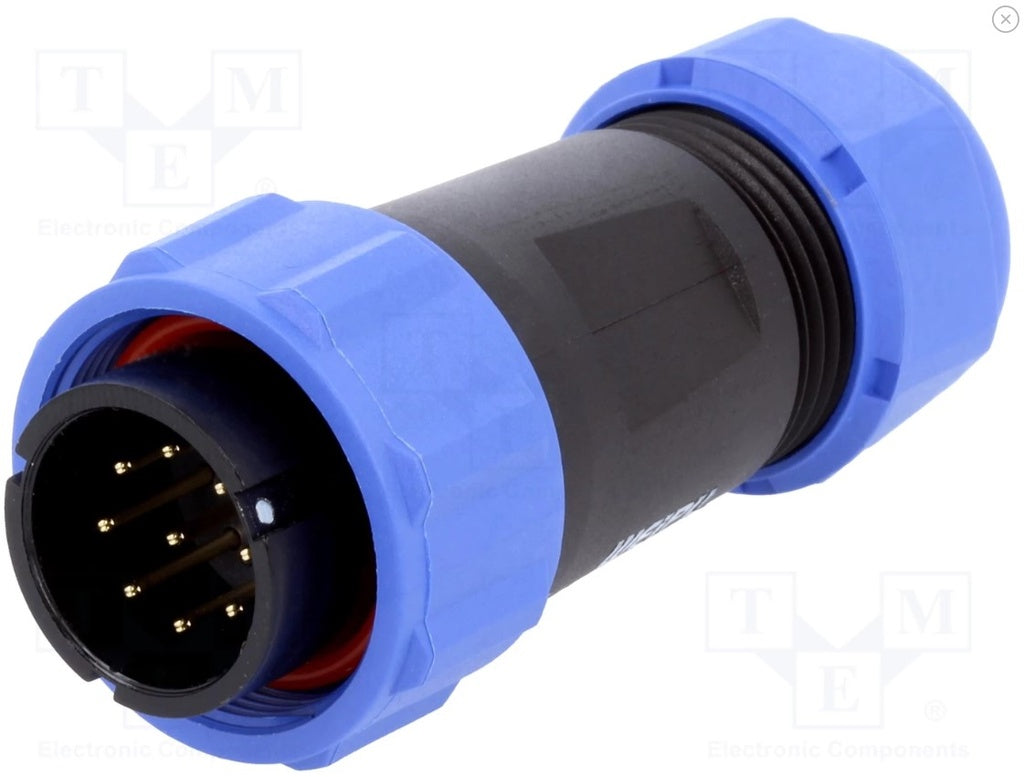 Rundstik, SP21 - 9pol han, til Ø7-12mm kabel (IP68)