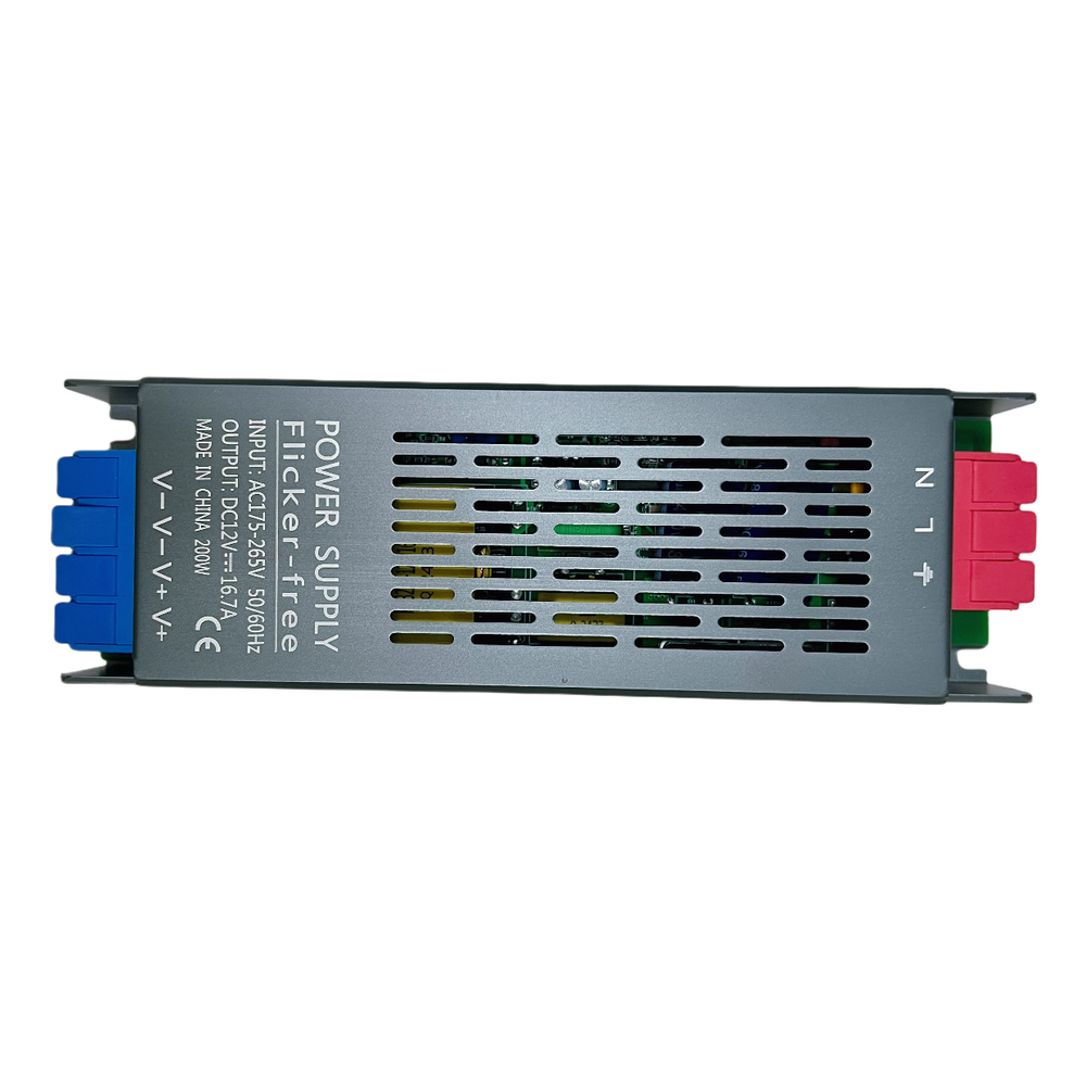 200W Strømforsyning - 12V DC, 16,6A, IP20 indendørs - Flicker free