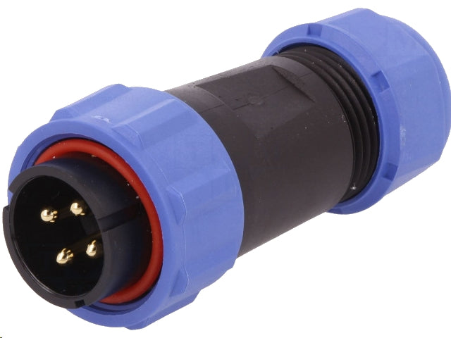 Rundstik, SP21 - 4pol han, til Ø4,5-7mm kabel (IP68)